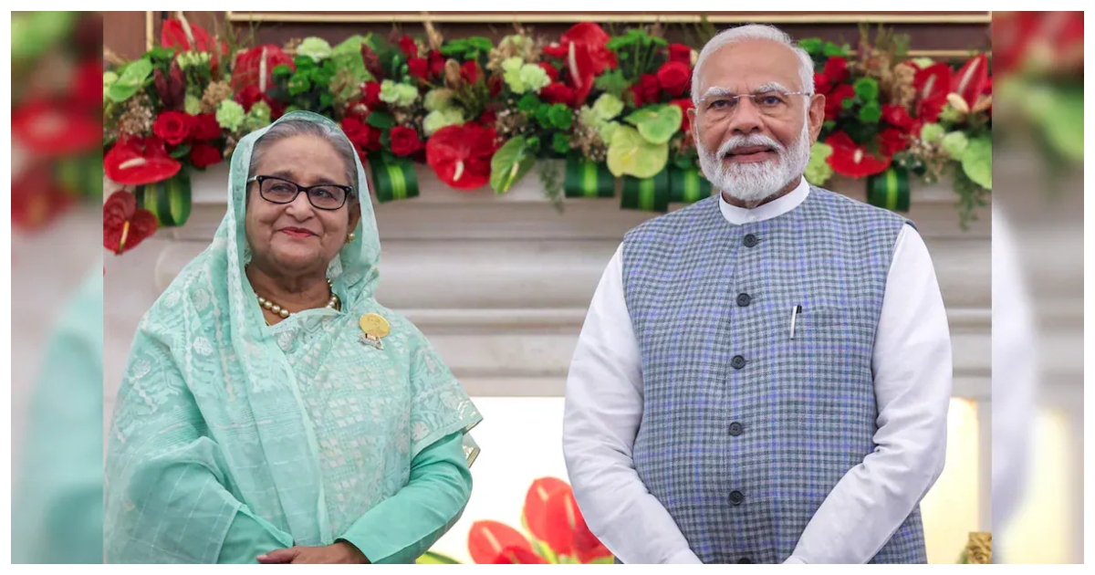 ভারতের প্রধানমন্ত্রী নরেন্দ্র মোদীর সাথে শেখ হাসিনা। ছবি: এনডিটিভি